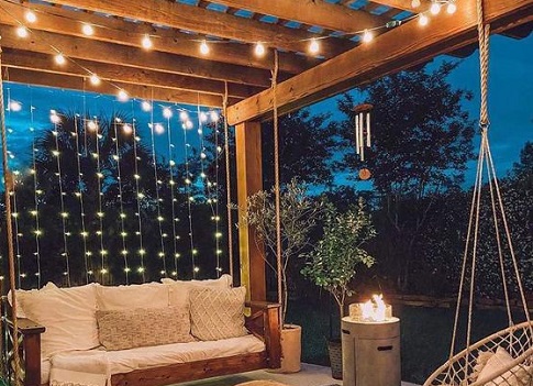 patio lighting installation on pergola in Dubai, UAE